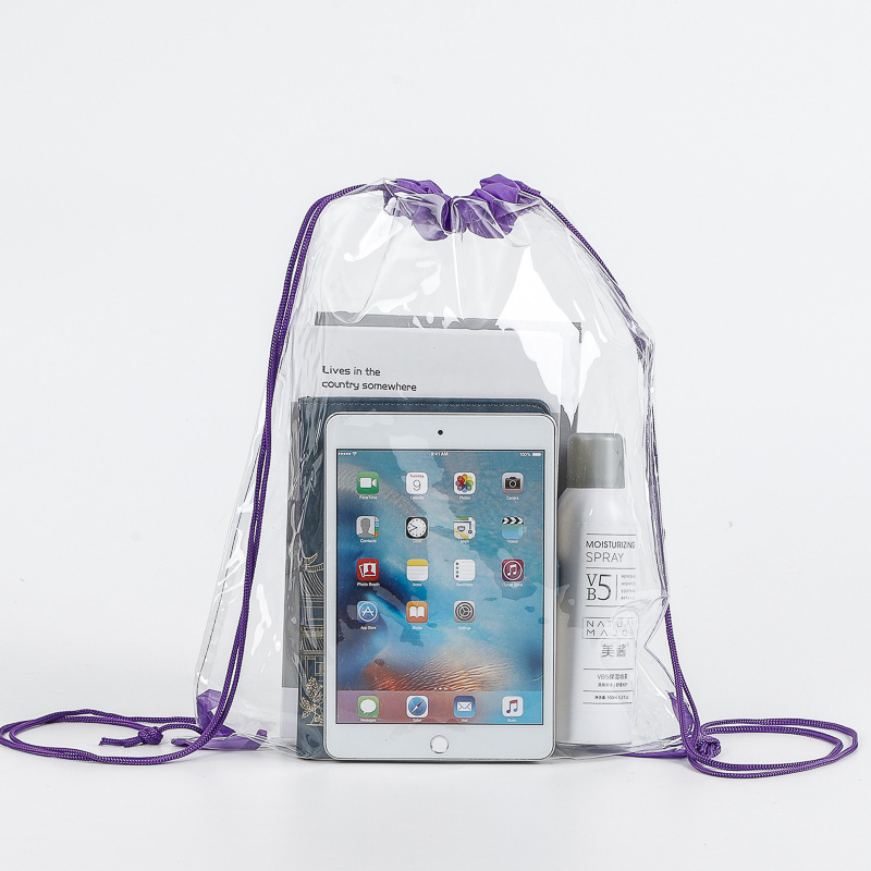 Clear PVC Drawstring Backpack | Transparent Sling Sack for Travel & Daily Use – Kingmate - Product Image {pboot:index}