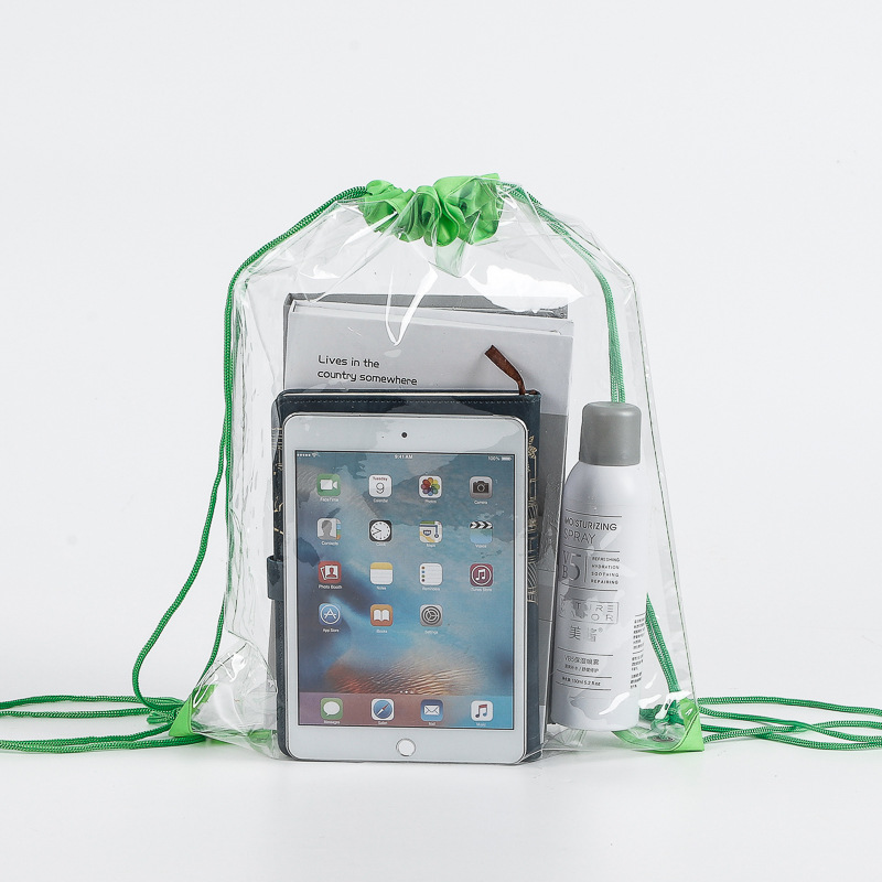 Clear PVC Drawstring Backpack | Transparent Sling Sack for Travel & Daily Use – Kingmate - Product Image {pboot:index}