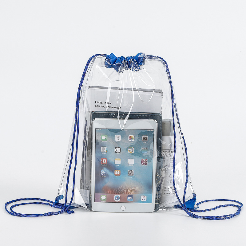 Clear PVC Drawstring Backpack | Transparent Sling Sack for Travel & Daily Use – Kingmate - Product Image {pboot:index}