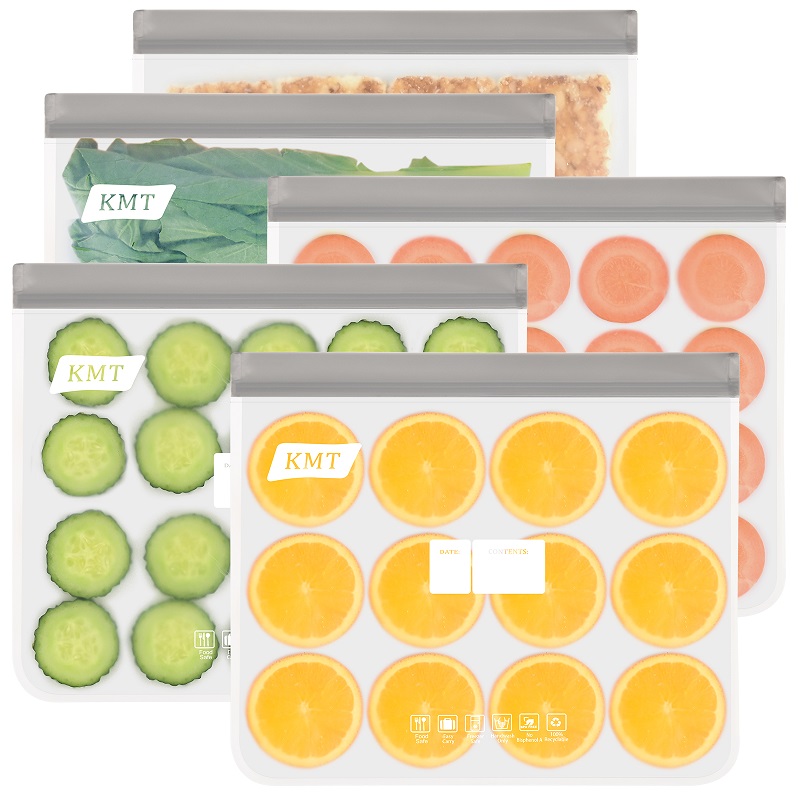 Large Reusable Ziplock Bags 5-Pack | Leakproof & Freezer-Safe (Gallon Size) - Waterproof Bag Manufacturer Kingmate