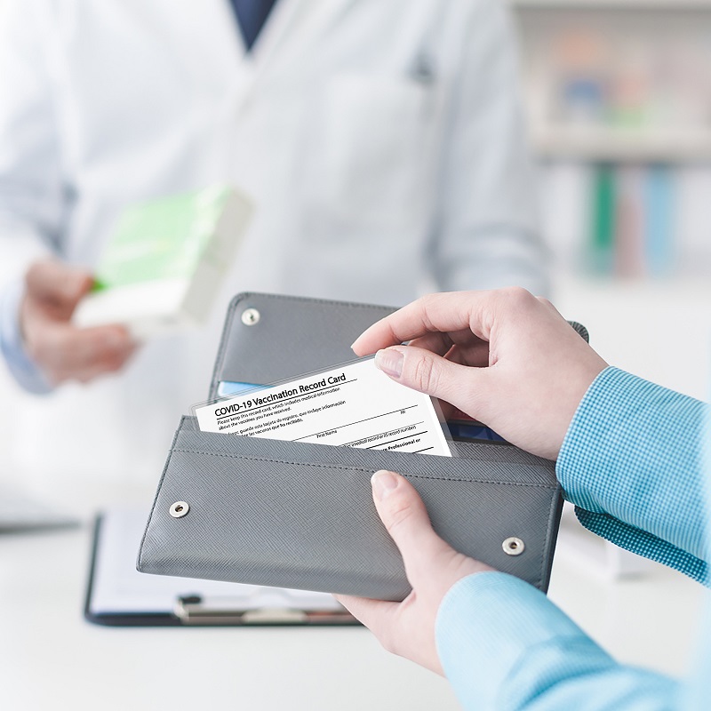 4x3 Portable Open End Vaccine Card Protector Covid Vaccine Card Holder, KMT 12 Pack Vaccination Card Protector Sleeve - Product Image {pboot:index}